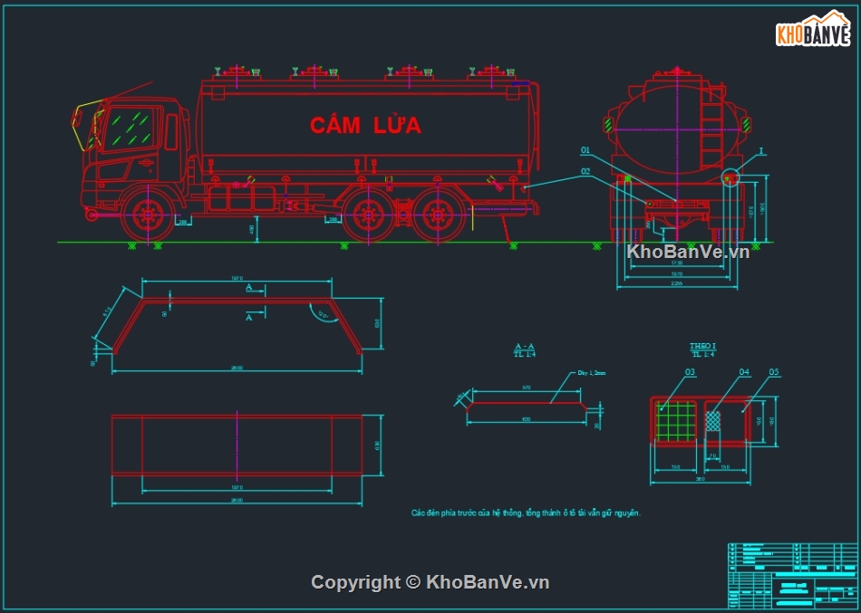 Bản vẽ Autocad,Bản vẽ kết cấu xe bồn,Xe xitec,Hino500 FM8JM