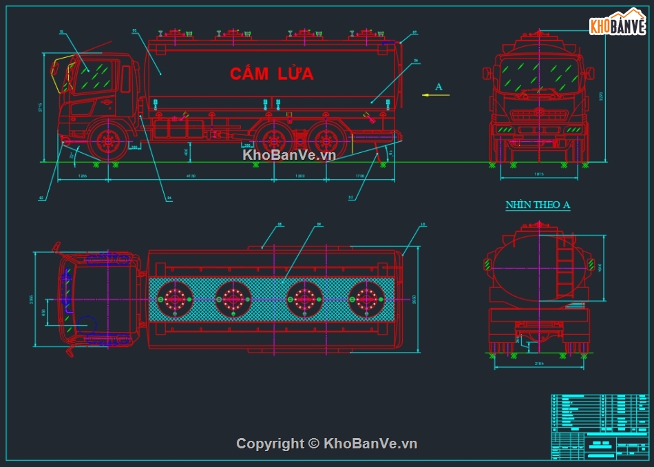 Bản vẽ Autocad,Bản vẽ kết cấu xe bồn,Xe xitec,Hino500 FM8JM