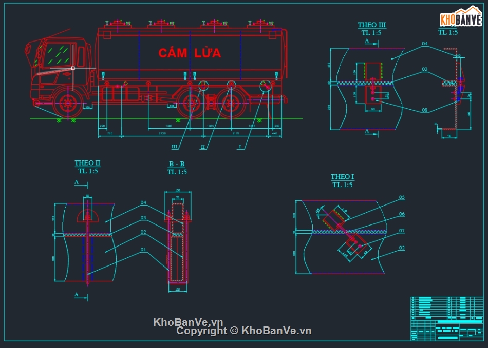 Bản vẽ Autocad,Bản vẽ kết cấu xe bồn,Xe xitec,Hino500 FM8JM