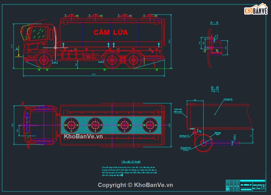 Bản vẽ Autocad,Bản vẽ kết cấu xe bồn,Xe xitec,Hino500 FM8JM