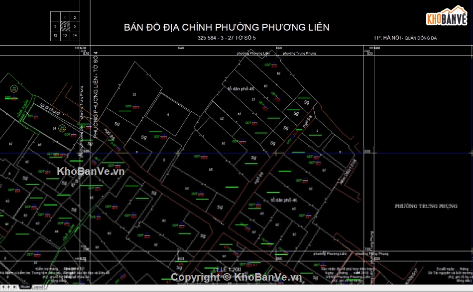 File Cad bản đồ địa chính phường Phương Liên,Bản đồ giải thửa phường Phương Liên,phường Phương Liên - VN2000,Quy hạch phường Phương Liên - VN2000,Bản đồ địa chính phường Phương Liên - VN2000