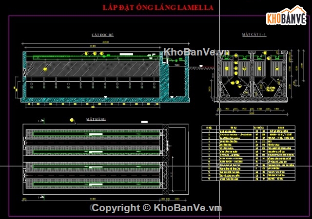 bể lắng lamen,Hệ thống sàn thao tác,Hệ thống đường ống