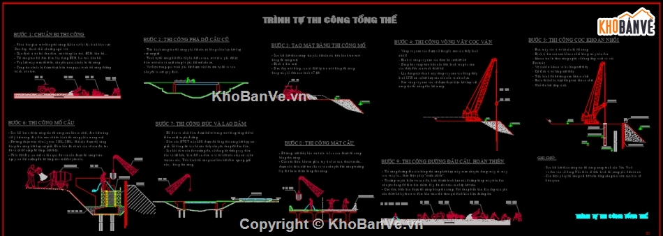 Biện pháp thi công cầu,tổ chức thi công cầu,cầu đường bộ,Phá dỡ cầu,thi công móng mố trụ cầu,thi công nhịp cầu