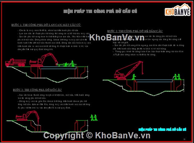 Biện pháp thi công cầu,tổ chức thi công cầu,cầu đường bộ,Phá dỡ cầu,thi công móng mố trụ cầu,thi công nhịp cầu