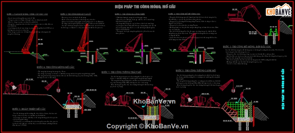 Biện pháp thi công cầu,tổ chức thi công cầu,cầu đường bộ,Phá dỡ cầu,thi công móng mố trụ cầu,thi công nhịp cầu