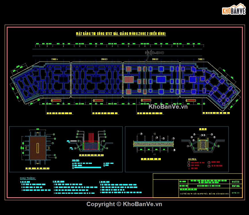 Bản vẽ biện pháp thi công móng hầm dãy biệt thự,biện pháp thi công móng,Biện pháp thi công biệt thự,Bản vẽ biện pháp thi công