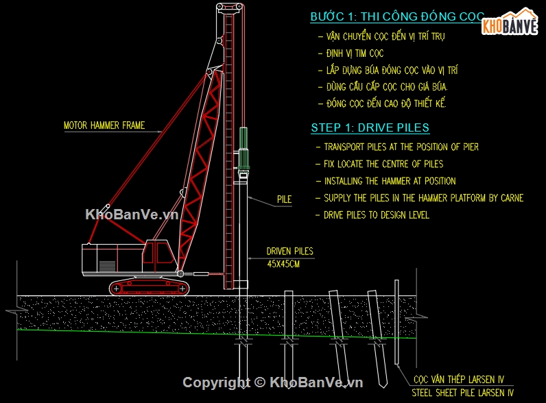 Biện pháp thi công,Bản vẽ,thi công cọc đóng