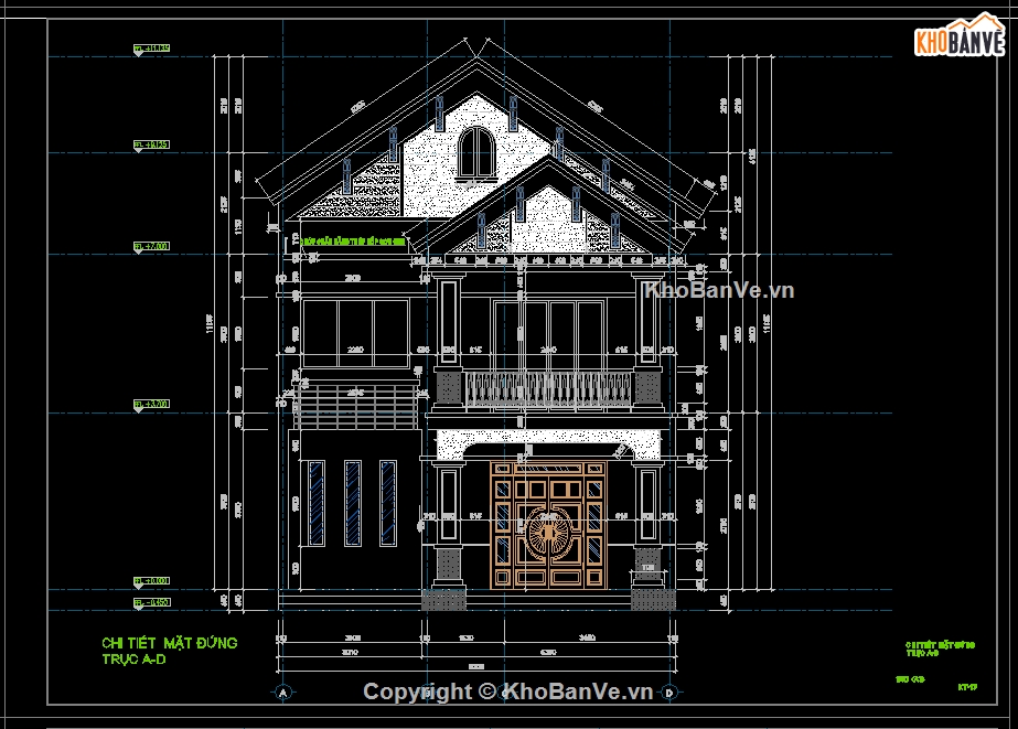 cad biệt thự 2 tầng,chi tiết biệt thự,cad biệt thự