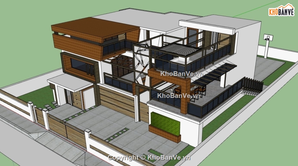 Biệt thự  2 tầng,model su biệt thự 2 tầng,sketchup biệt thự 2 tầng