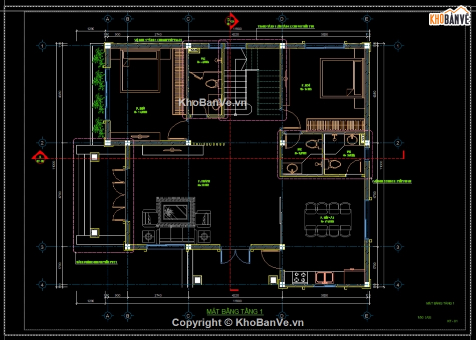 kiến trúc biệt thự 2 tầng,Bản vẽ kiến trúc biệt thự,kiến trúc kết cấu biệt thự 2 tầng