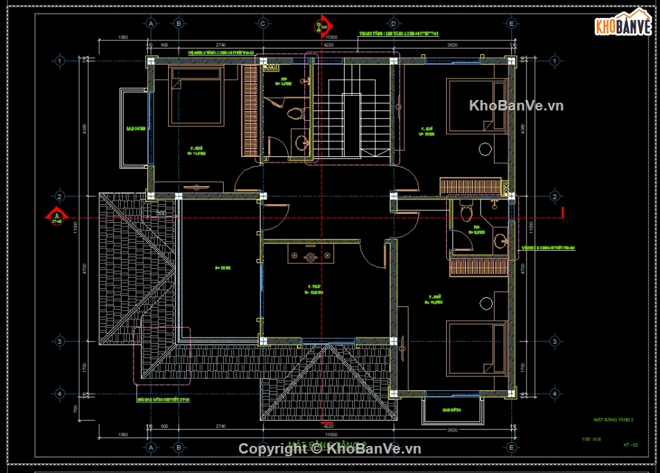 kiến trúc biệt thự 2 tầng,Bản vẽ kiến trúc biệt thự,kiến trúc kết cấu biệt thự 2 tầng