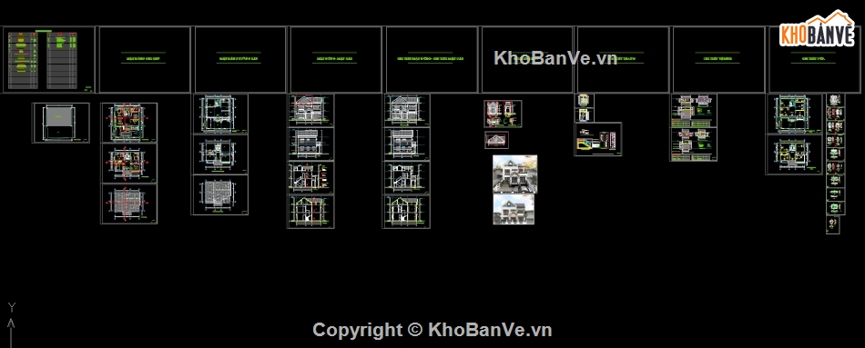 bản vẽ biệt thự 2 tầng,cad biệt thự 2 tầng,bản vẽ autocad biệt thự