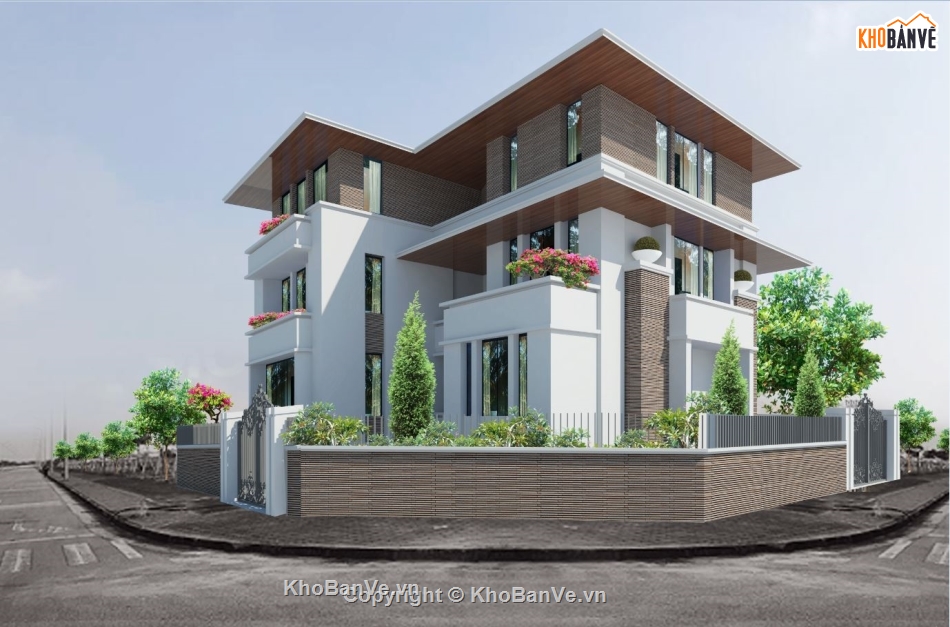 biệt thự  3 tầng,bản vẽ biệt thự 3 tầng,biệt thự hiện đại,kiến trúc biệt thự
