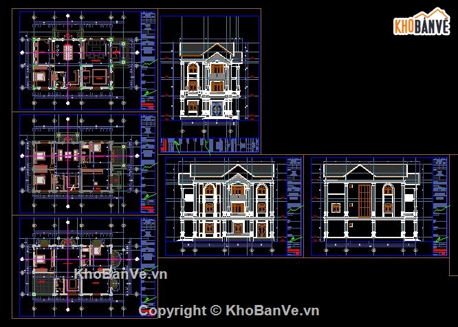 file sketchup biệt thự 3 tầng,biệt thự 9.3x14.9m,file cad biệt thự 3 tầng,kiến trúc biệt thự 3 tầng
