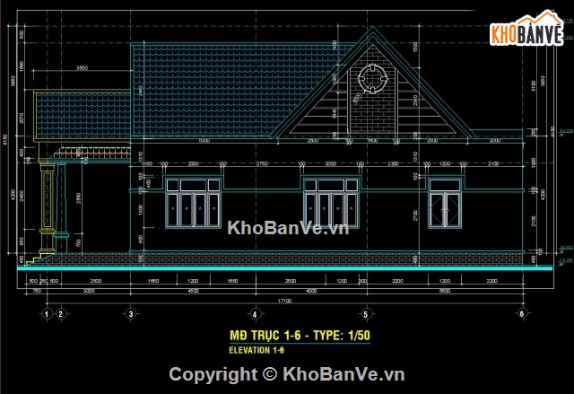 biệt thự 1 tầng,biệt thự cấp 4 8x18m,bản vẽ biệt thự 1 tầng,cad biệt thự cấp 4