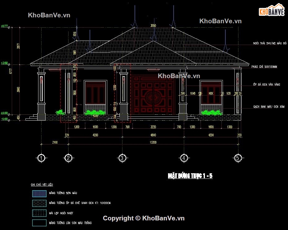 Biệt thự 1 tầng 13.2x10.5m,Bản vẽ biệt thự 1 tầng,File cad biệt thự 1 tầng,Biệt thự 1 tầng file cad,autocad biệt thự 1 tầng