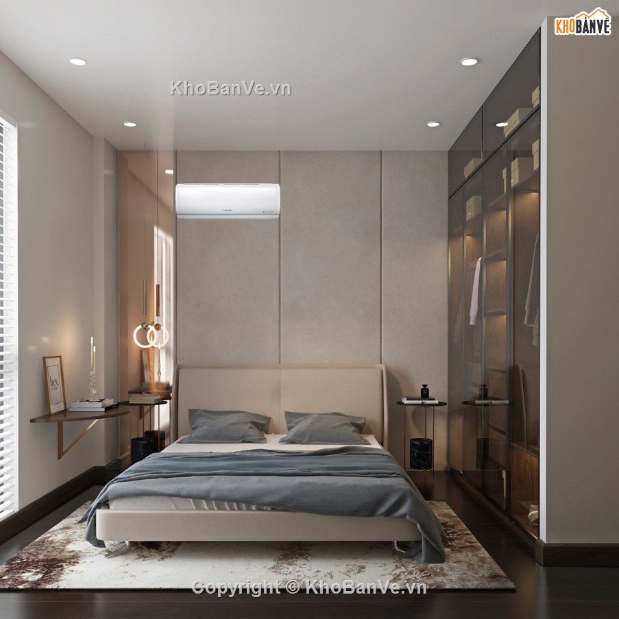 Bản vẽ nội thất chung cư,Hình ảnh 3D đầy đủ nội thất chung cư,Chi tiết nội thất chung cư 02 phòng ngủ