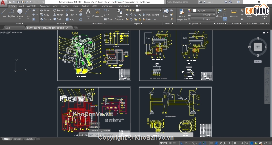 bản vẽ các hệ thống 1NZ-FE,động cơ 1NZ-FE,Bản vẽ cad động cơ