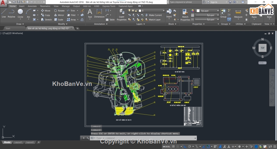 bản vẽ các hệ thống 1NZ-FE,động cơ 1NZ-FE,Bản vẽ cad động cơ