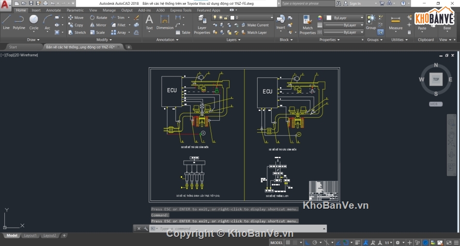 bản vẽ các hệ thống 1NZ-FE,động cơ 1NZ-FE,Bản vẽ cad động cơ