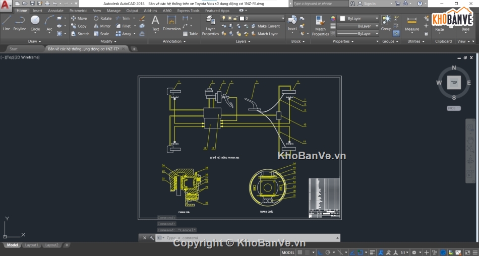 bản vẽ các hệ thống 1NZ-FE,động cơ 1NZ-FE,Bản vẽ cad động cơ