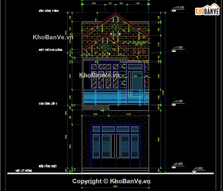 Bản vẽ nhà phố,nhà phố 5x20m,full nhà phố 5x20m,nhà phố 2 tầng