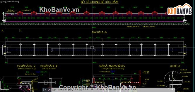 bệ đúc dầm,bản vẽ bệ dầm đúc,bệ đúc dầm super t