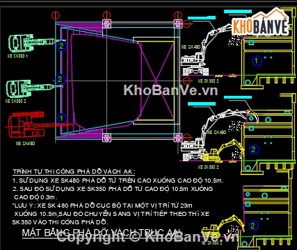 Bản vẽ cad biện pháp đục bê tông phá bỏ nhà cao tầ,biện pháp phá dỡ nhà cao tầng,đục bê tông nha,quy trình trình tự thi công phá dỡ