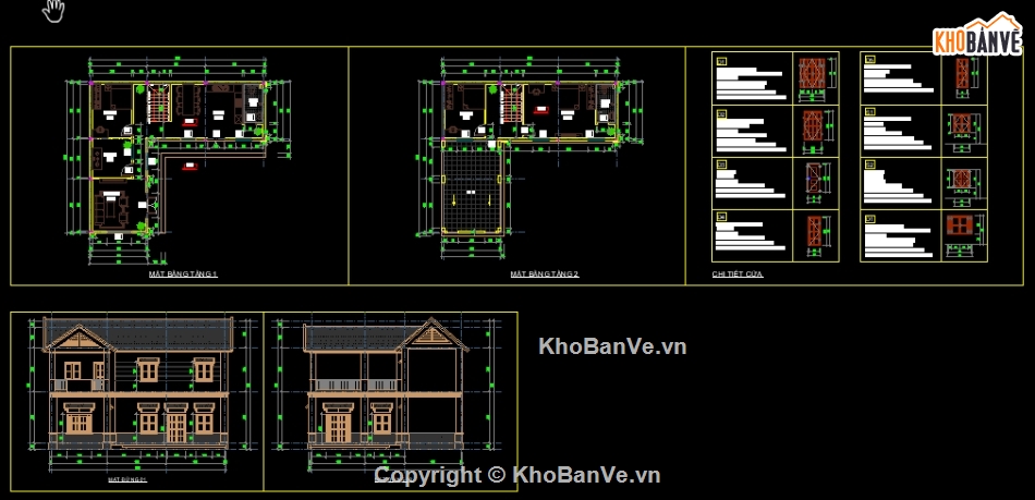 sketchup biệt thự 2 tầng,File cad biệt thự 2 tầng,sketchup biệt thự,biệt thự 2 tầng