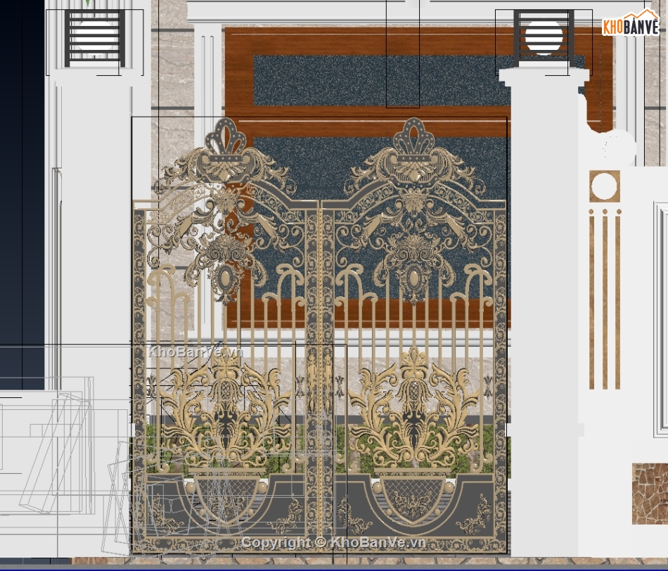 bản vẽ cad biệt thự 3 tầng,biệt thự tân cổ 3 tầng,biệt thự  3 tầng