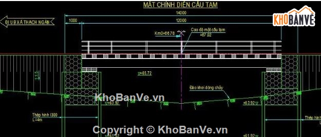 cầu tạm 1 nhịp,bản vẽ cầu tạm,file cad cầu tạm