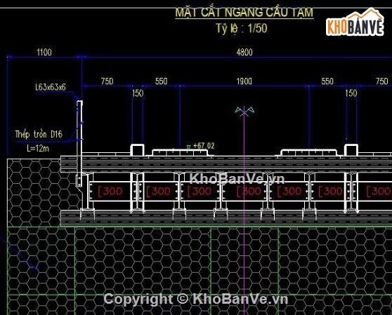 cầu tạm 1 nhịp,bản vẽ cầu tạm,file cad cầu tạm