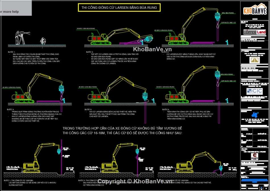 cừ larsen,Bản vẽ thi công,iện pháp thi công,Bản vẽ  cad biện pháp thi công
