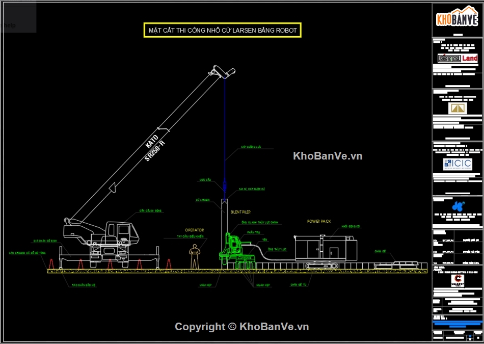 cừ larsen,Bản vẽ thi công,iện pháp thi công,Bản vẽ  cad biện pháp thi công