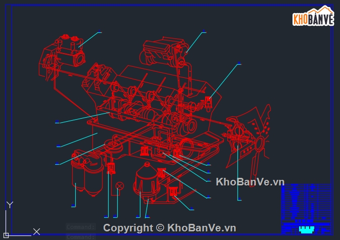 Bản vẽ cad,ệ thống bôi trơn,động cơ Kamaz