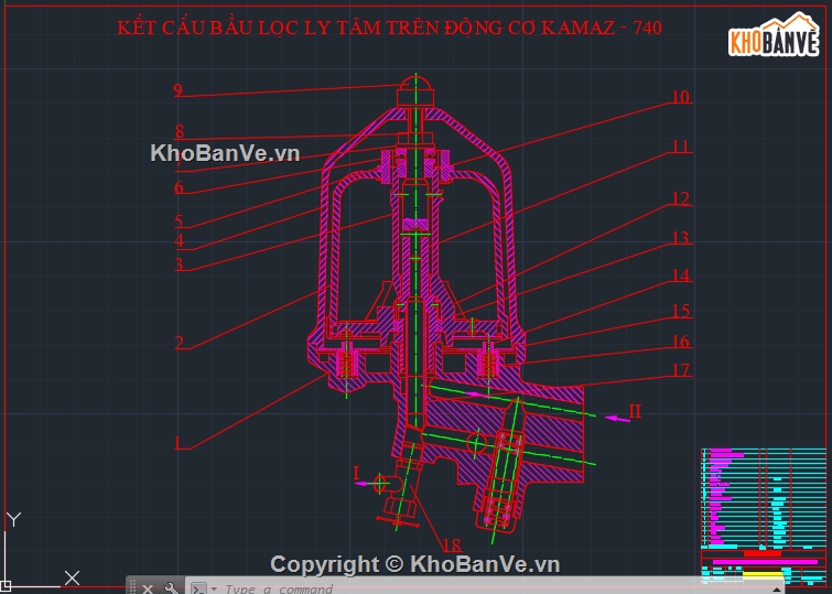 Bản vẽ cad,ệ thống bôi trơn,động cơ Kamaz