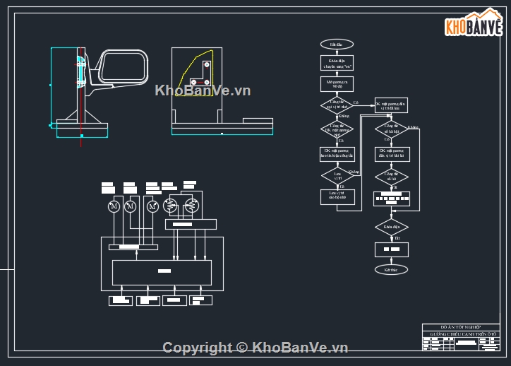 hệ thống gương chiếu cạnh,hệ thống gương chiếu cạnh trên xe Toyota,Bản vẽ cad hệ thống gương chiếu cạnh trên xe Toyot