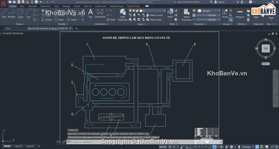 động cơ 1NZ-FE,hệ thống làm mát,Bản vẽ hệ thống phanh,cad hệ thống làm mát động cơ,Bản vẽ cad động cơ