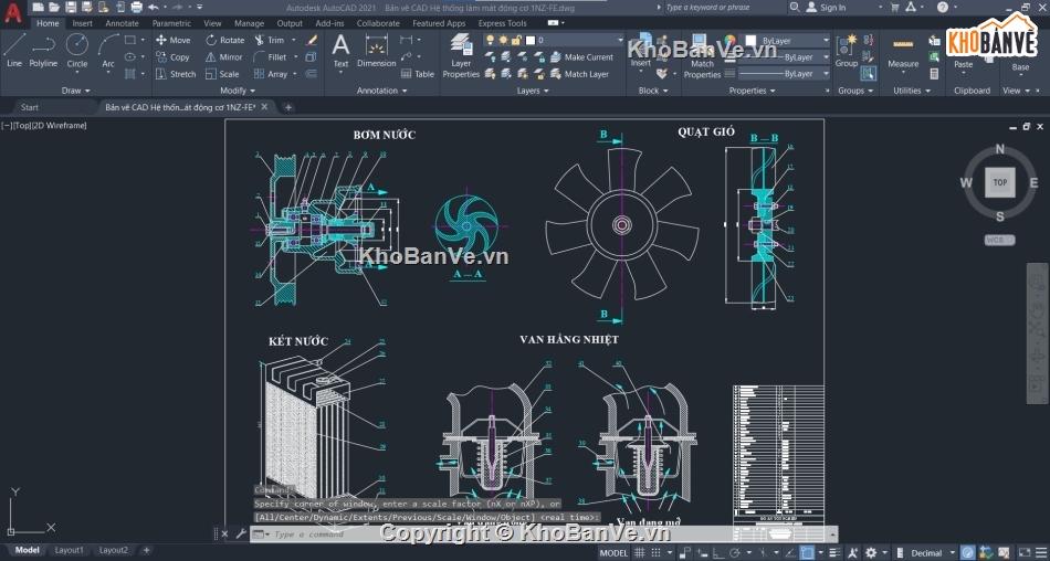 động cơ 1NZ-FE,hệ thống làm mát,Bản vẽ hệ thống phanh,cad hệ thống làm mát động cơ,Bản vẽ cad động cơ