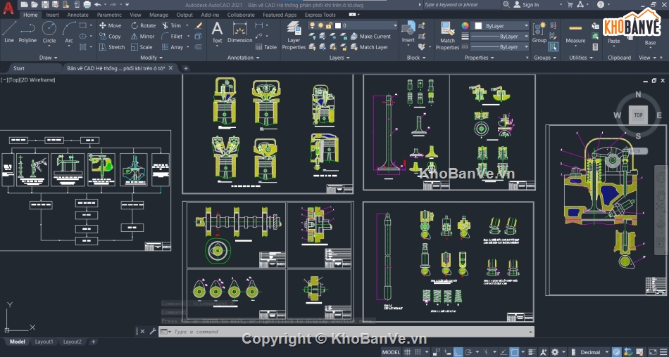 phân phối khí,hệ thống phân phối khí,Bản vẽ cad ô tô