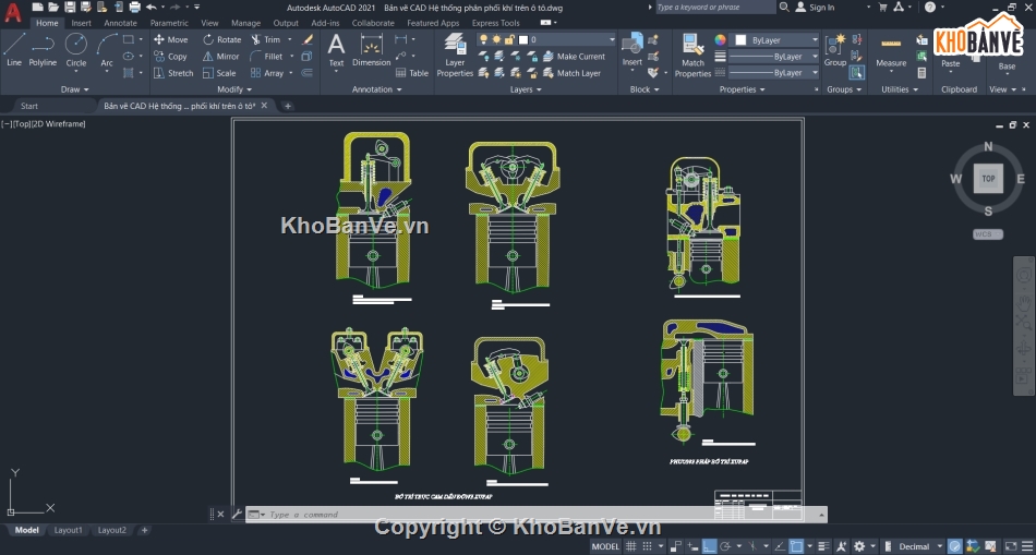 phân phối khí,hệ thống phân phối khí,Bản vẽ cad ô tô