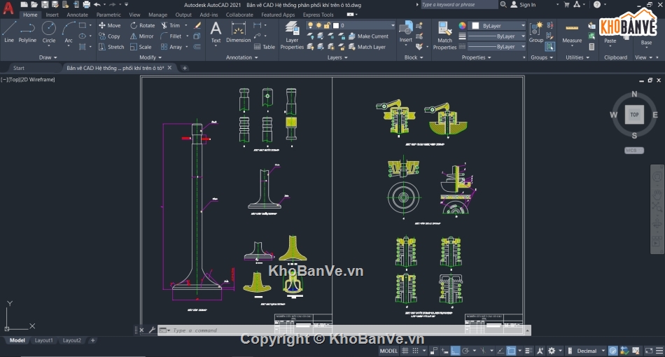 phân phối khí,hệ thống phân phối khí,Bản vẽ cad ô tô