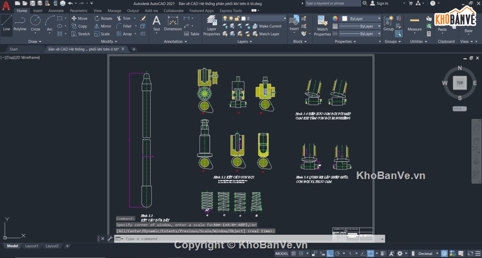 phân phối khí,hệ thống phân phối khí,Bản vẽ cad ô tô