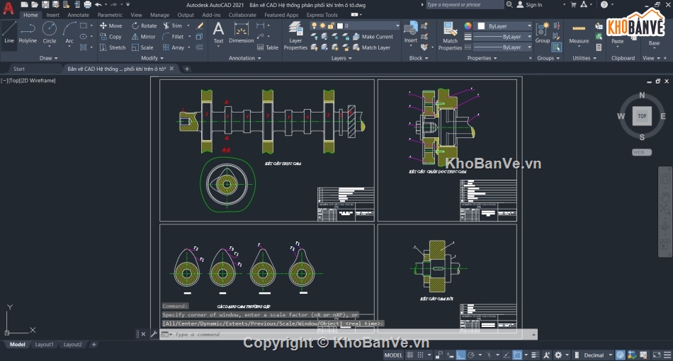 phân phối khí,hệ thống phân phối khí,Bản vẽ cad ô tô