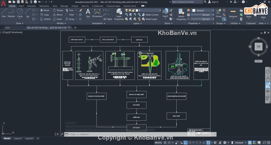 phân phối khí,hệ thống phân phối khí,Bản vẽ cad ô tô