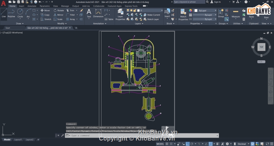 phân phối khí,hệ thống phân phối khí,Bản vẽ cad ô tô