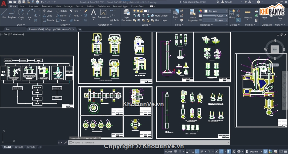 phân phối khí,hệ thống phân phối khí,Bản vẽ cad ô tô