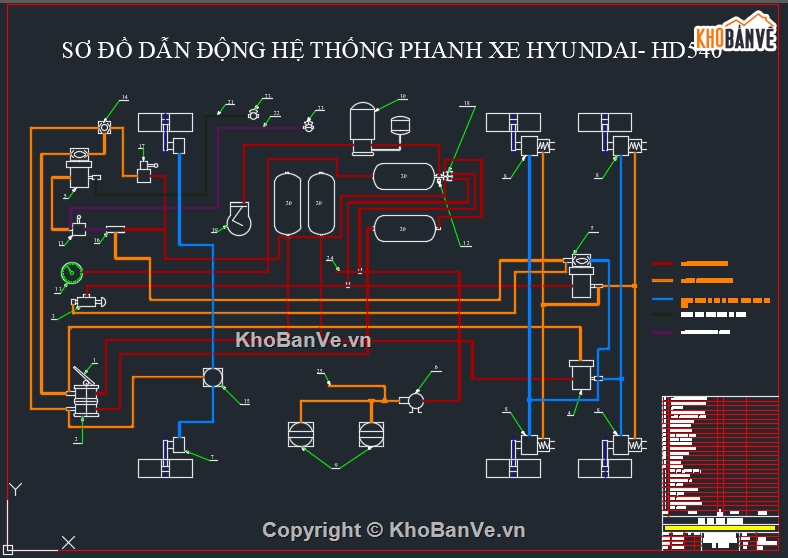 Bản vẽ cad,hệ thống phanh,hệ thống phanh HD450