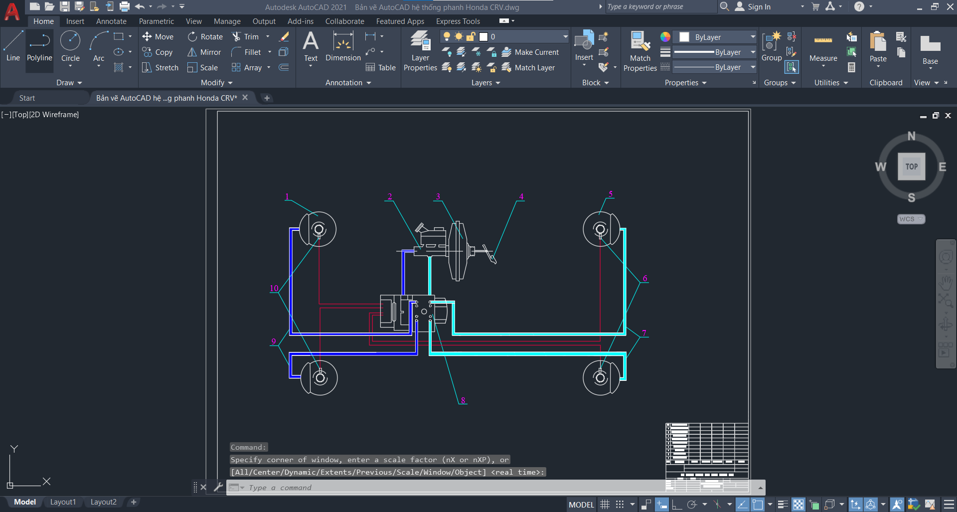 Bản vẽ hệ thống phanh,Bản vẽ hệ thống treo,Bản vẽ cad hệ thống phanh,honda crv,phanh honda crv