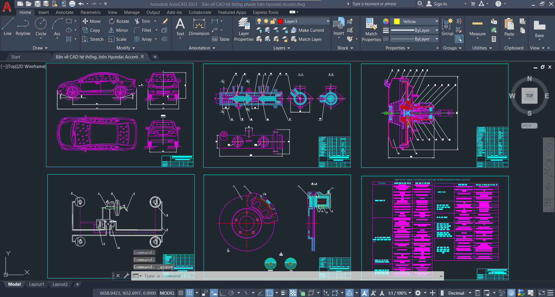 Bản vẽ hệ thống phanh,hệ thống phanh,Bản vẽ cad hệ thống phanh,phanh accent,hyundai accent
